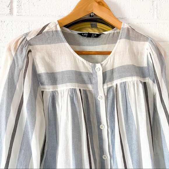 Lisette Montreal striped button up peasant blouse - Picture 4 of 9